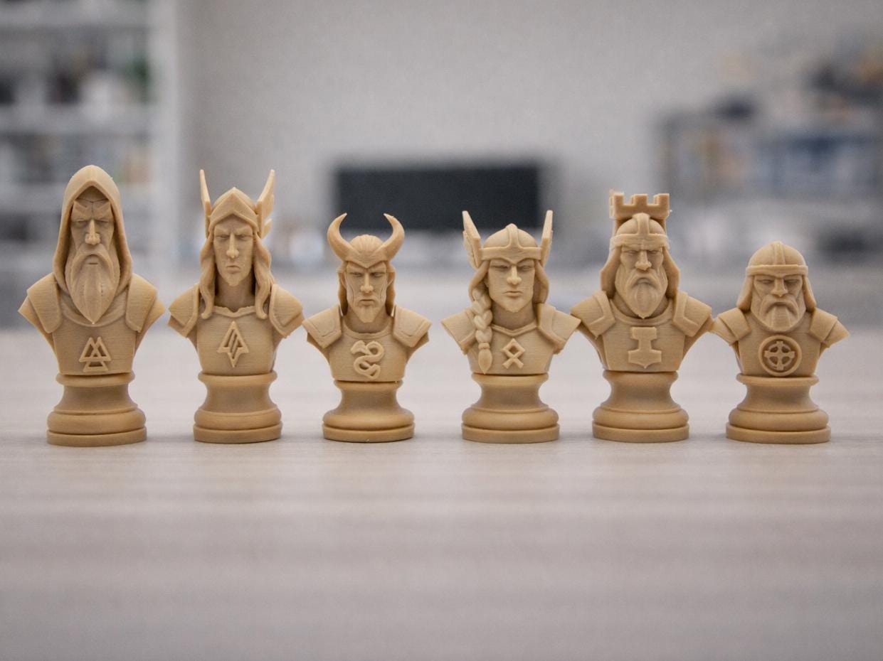 Nordische-Mythologie-Schachfigurenset – komplettes 32-teiliges, 3D-gedrucktes PLA-Schachset | Geschenk für Schachfans | Made in Germany FehnFactory
