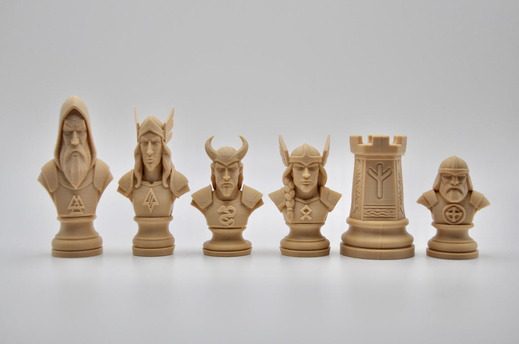 Nordische-Mythologie-Schachfigurenset – komplettes 32-teiliges, 3D-gedrucktes PLA-Schachset | Geschenk für Schachfans | Made in Germany FehnFactory