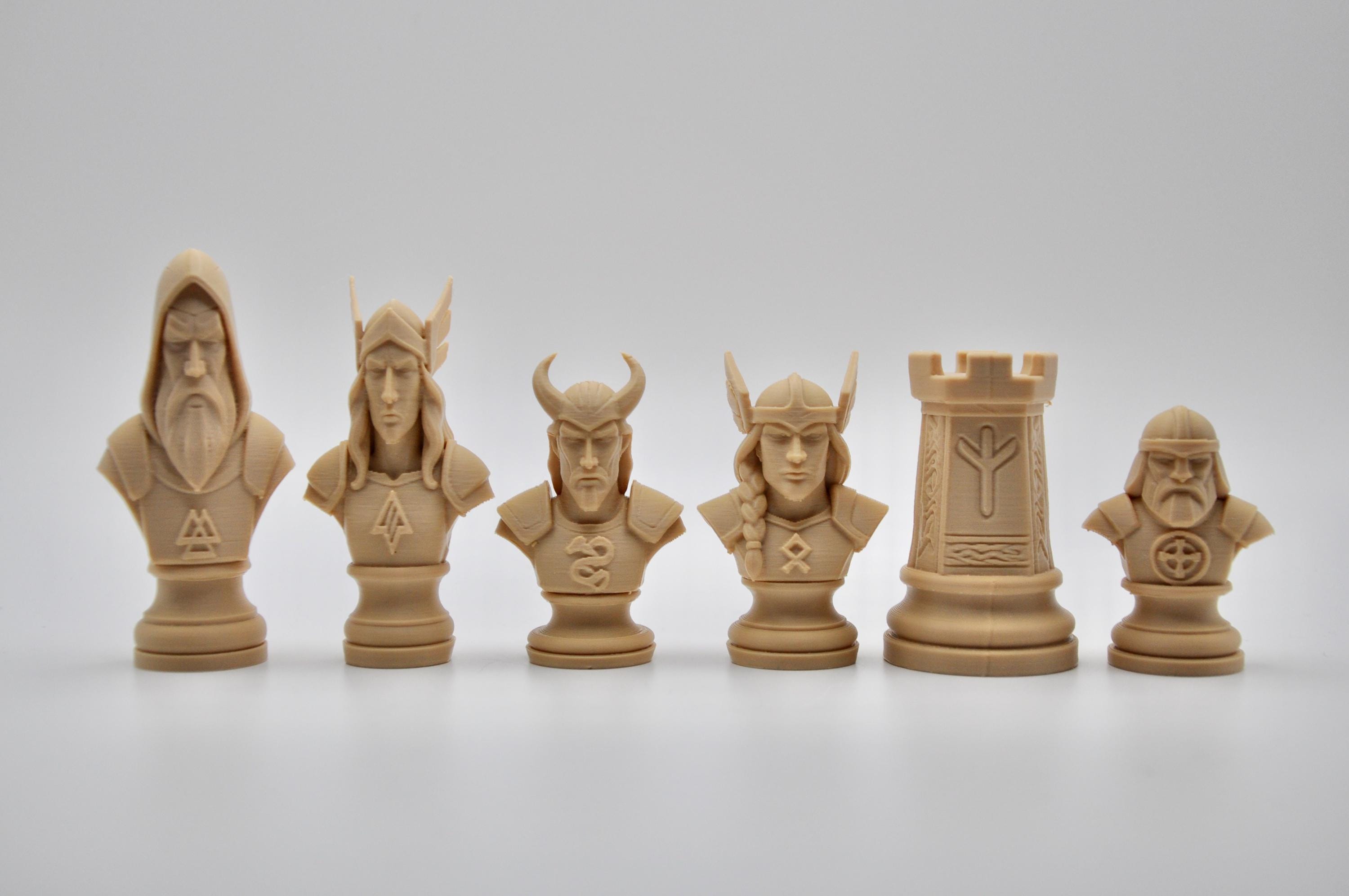 Nordische-Mythologie-Schachfigurenset – komplettes 32-teiliges, 3D-gedrucktes PLA-Schachset | Geschenk für Schachfans | Made in Germany FehnFactory