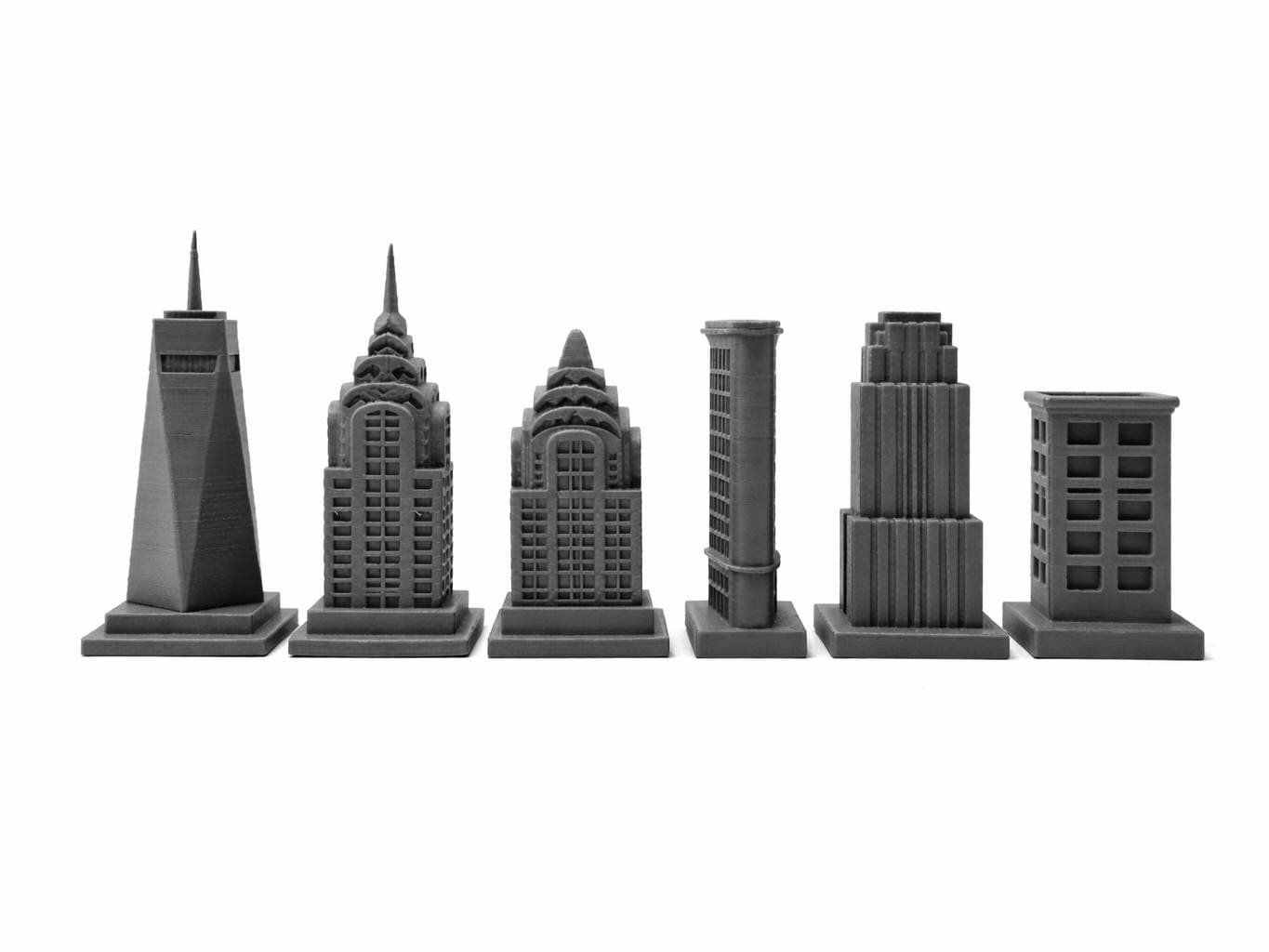 New-Yorker-Architektur-Schachfigurenset – komplettes 32-teiliges, 3D-gedrucktes PLA-Schachset | Geschenk für Schachfans | Made in Germany FehnFactory