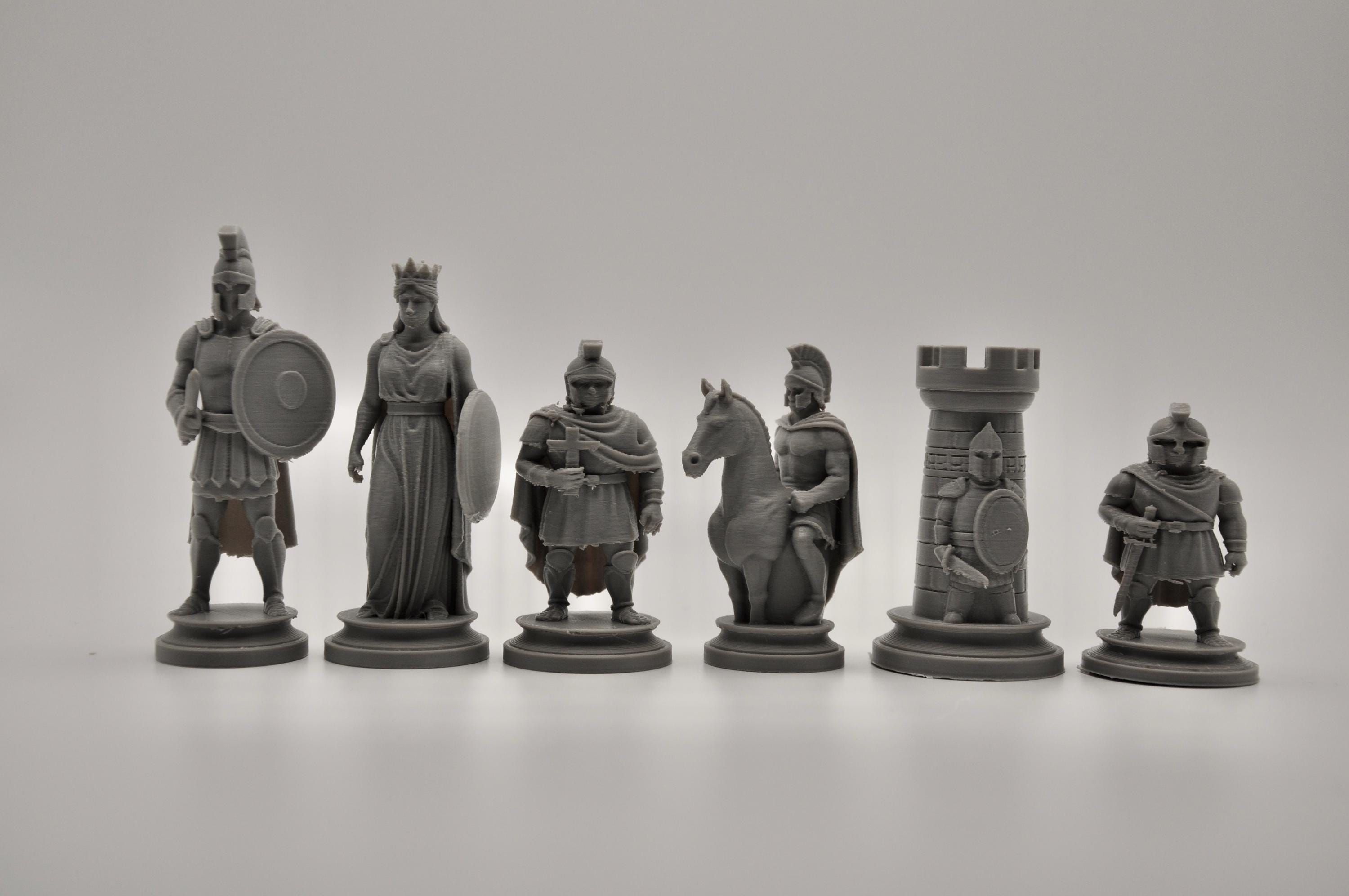 Sparta-Krieger-Schachfigurenset – komplettes 32-teiliges, 3D-gedrucktes PLA-Schachset | Geschenk für Schachfans | Made in Germany FehnFactory
