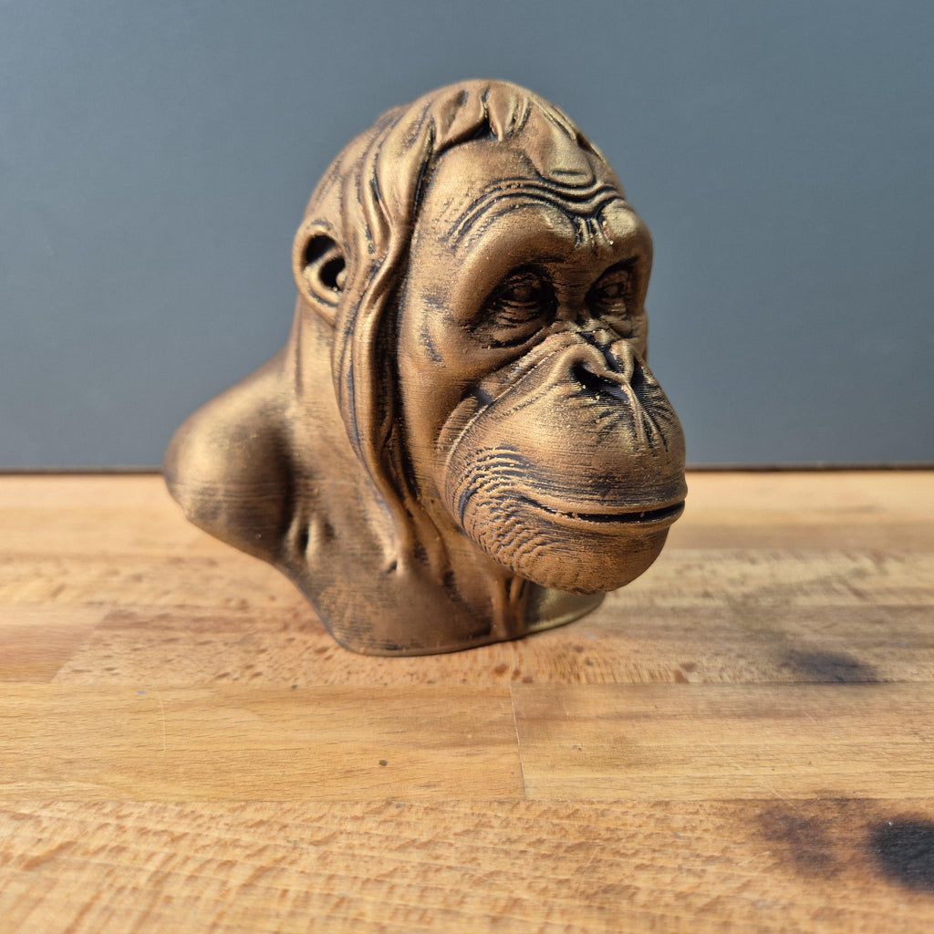 Orang-Utan – detailreiche Affenbüste mit breiter Schnauze und langen Haarsträhnen | 19 Farben & 3 Größen | Made in Germany