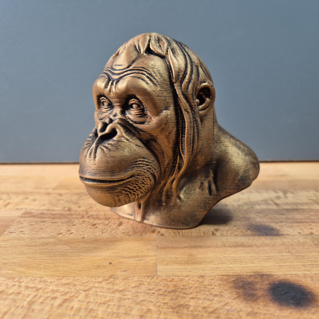 Orang-Utan – detailreiche Affenbüste mit breiter Schnauze und langen Haarsträhnen | 19 Farben & 3 Größen | Made in Germany