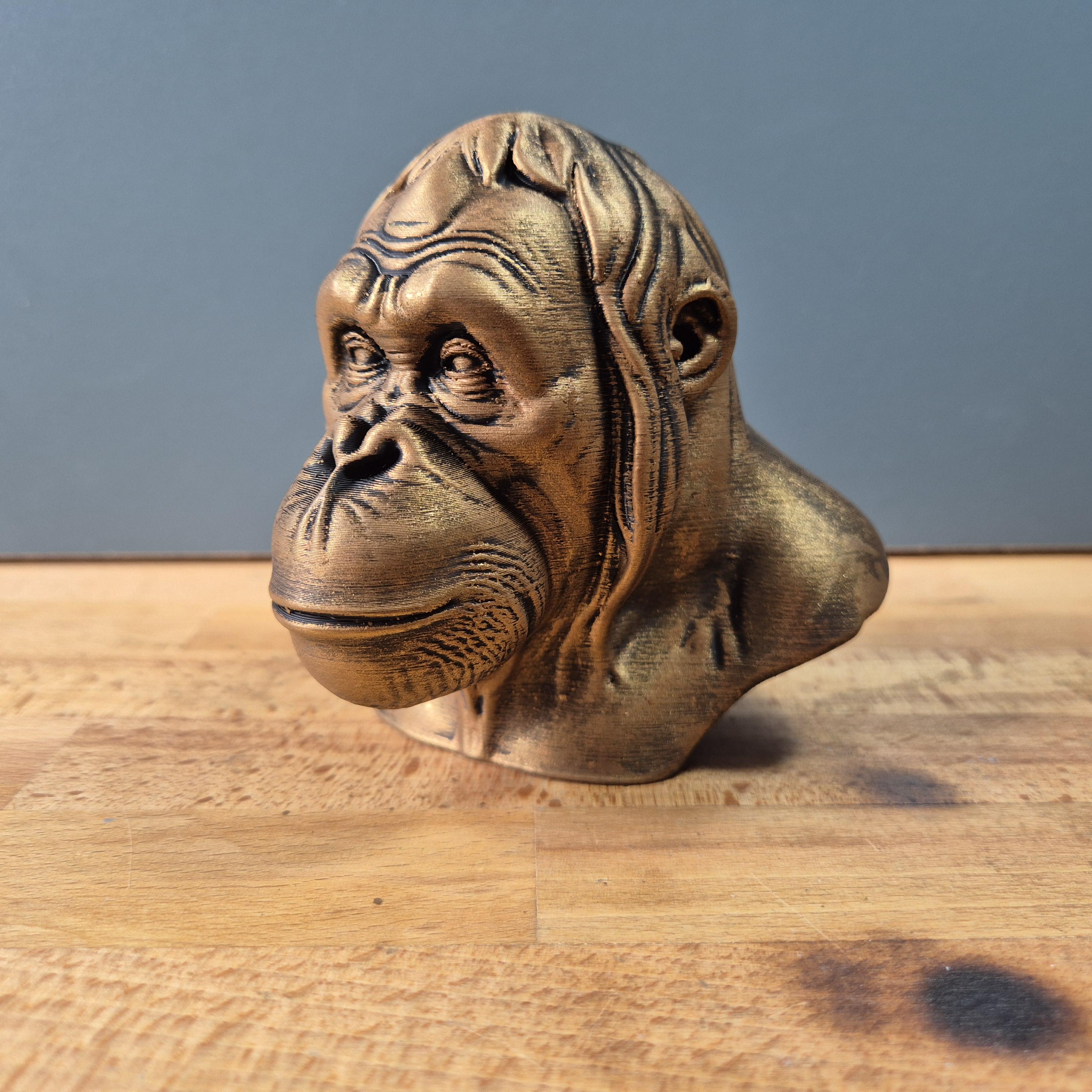 Orang-Utan – detailreiche Affenbüste mit breiter Schnauze und langen Haarsträhnen | 19 Farben & 3 Größen | Made in Germany