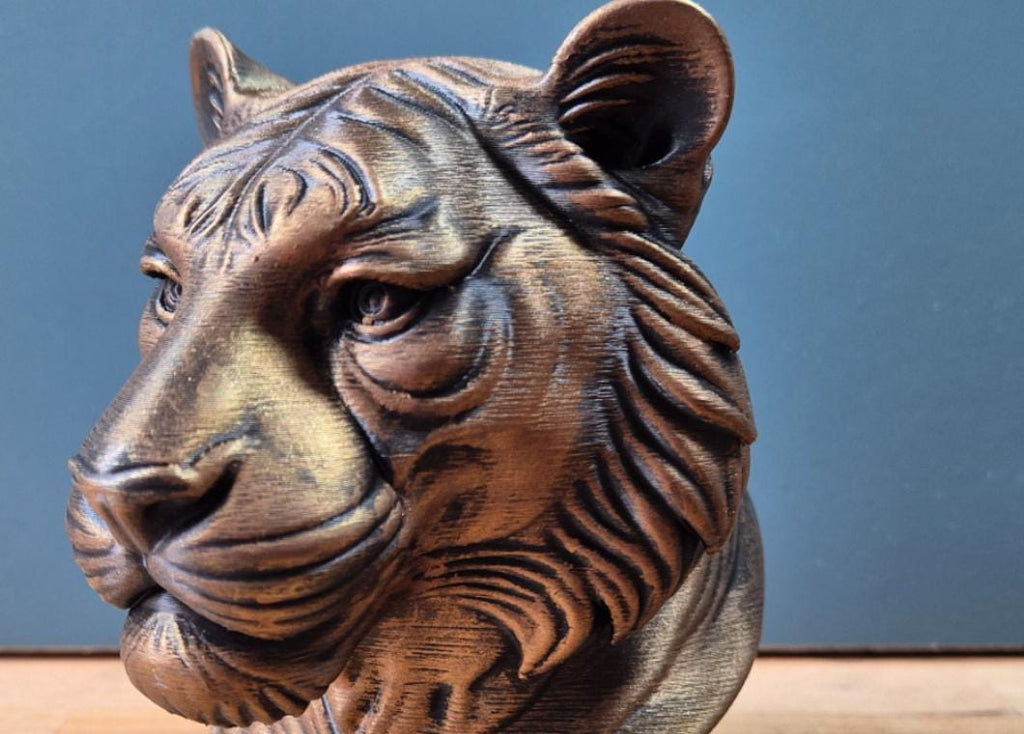 Tiger – detailreiche Raubkatzenbüste mit kräftiger Schnauze und Streifenrelief | 19 Farben & 3 Größen | Made in Germany