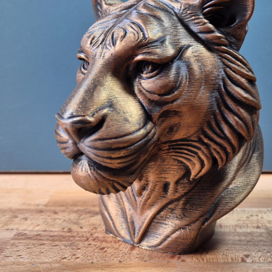 Tiger – detailreiche Raubkatzenbüste mit kräftiger Schnauze und Streifenrelief | 19 Farben & 3 Größen | Made in Germany