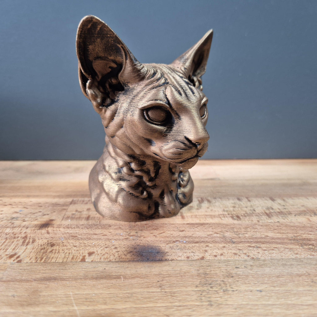 Cornish Rex – detailreiche Katzenbüste mit großen Ohren und gelocktem Fellrelief | 19 Farben & 3 Größen | Made in Germany