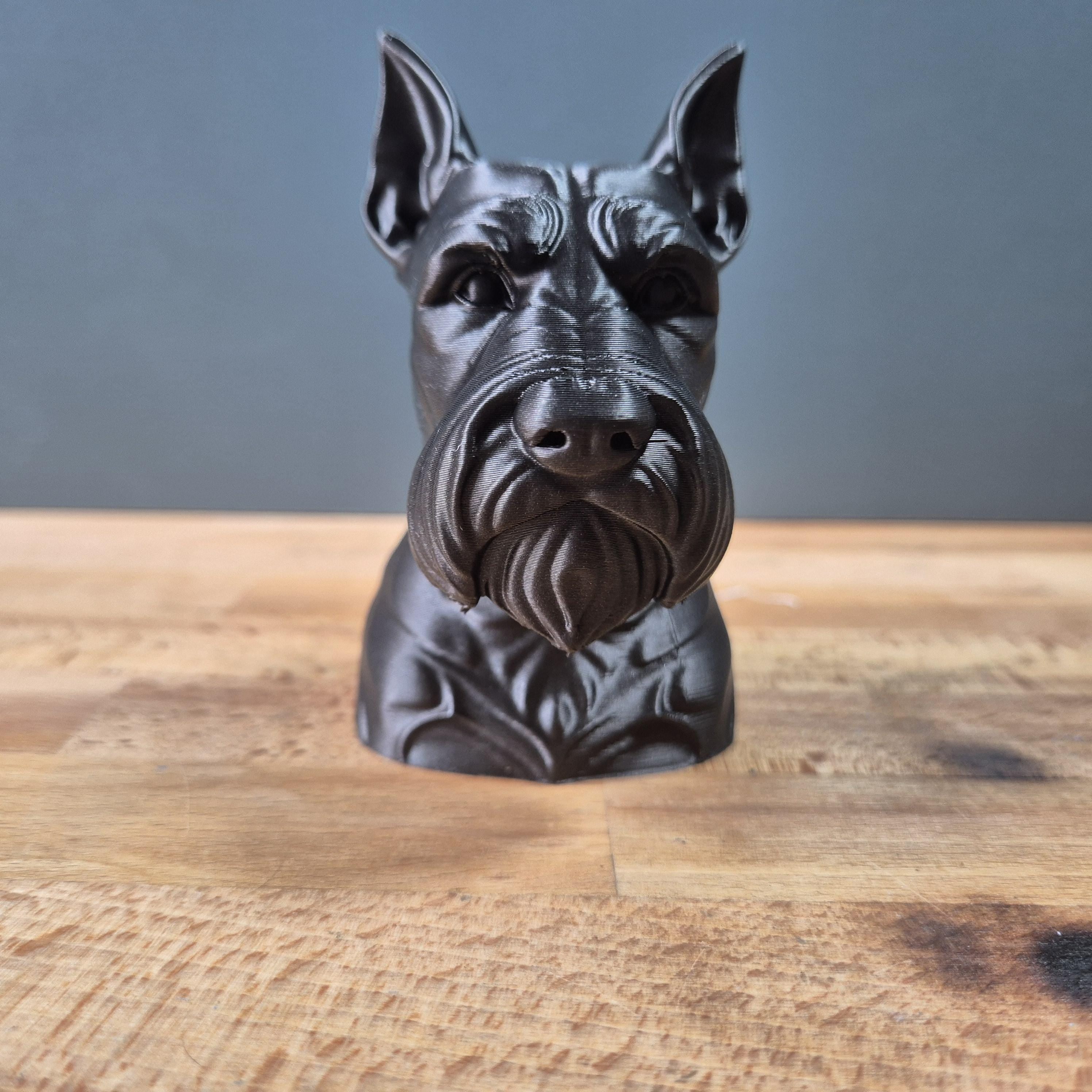 Schnauzer – detailreiche Hundebüste mit markanten Stehohren und Bart | 19 Farben & 3 Größen | Made in Germany