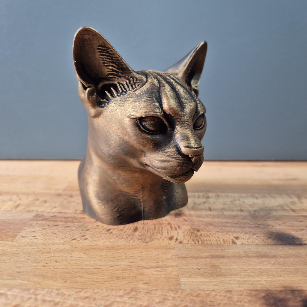 Abessinierkatze – elegante Katzenbüste mit großen Ohren und feinen Gesichtslinien | 19 Farben & 3 Größen | Made in Germany