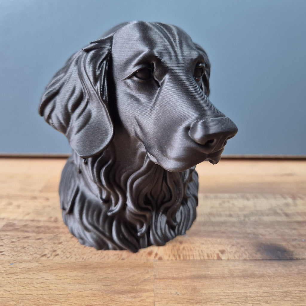 Flat-Coated Retriever – detailreiche Hundebüste mit langem Fell | 19 Farben & 3 Größen | Made in Germany