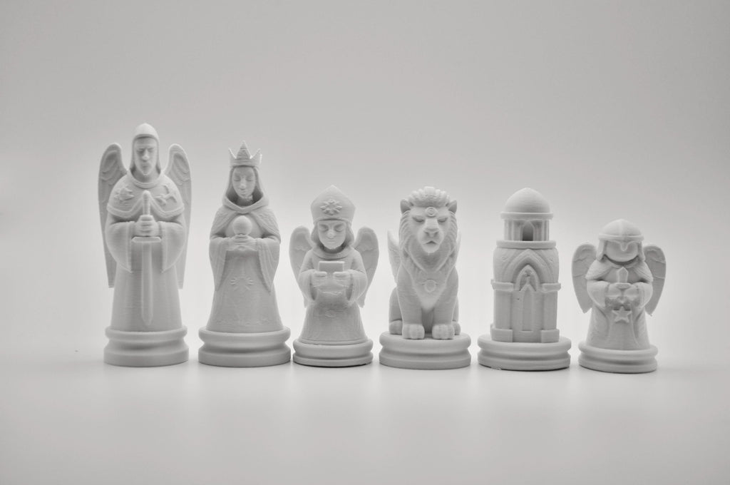 Himmelswesen-Schachfigurenset – komplettes 32-teiliges, 3D-gedrucktes PLA-Schachset | Geschenk für Schachfans | Made in Germany
