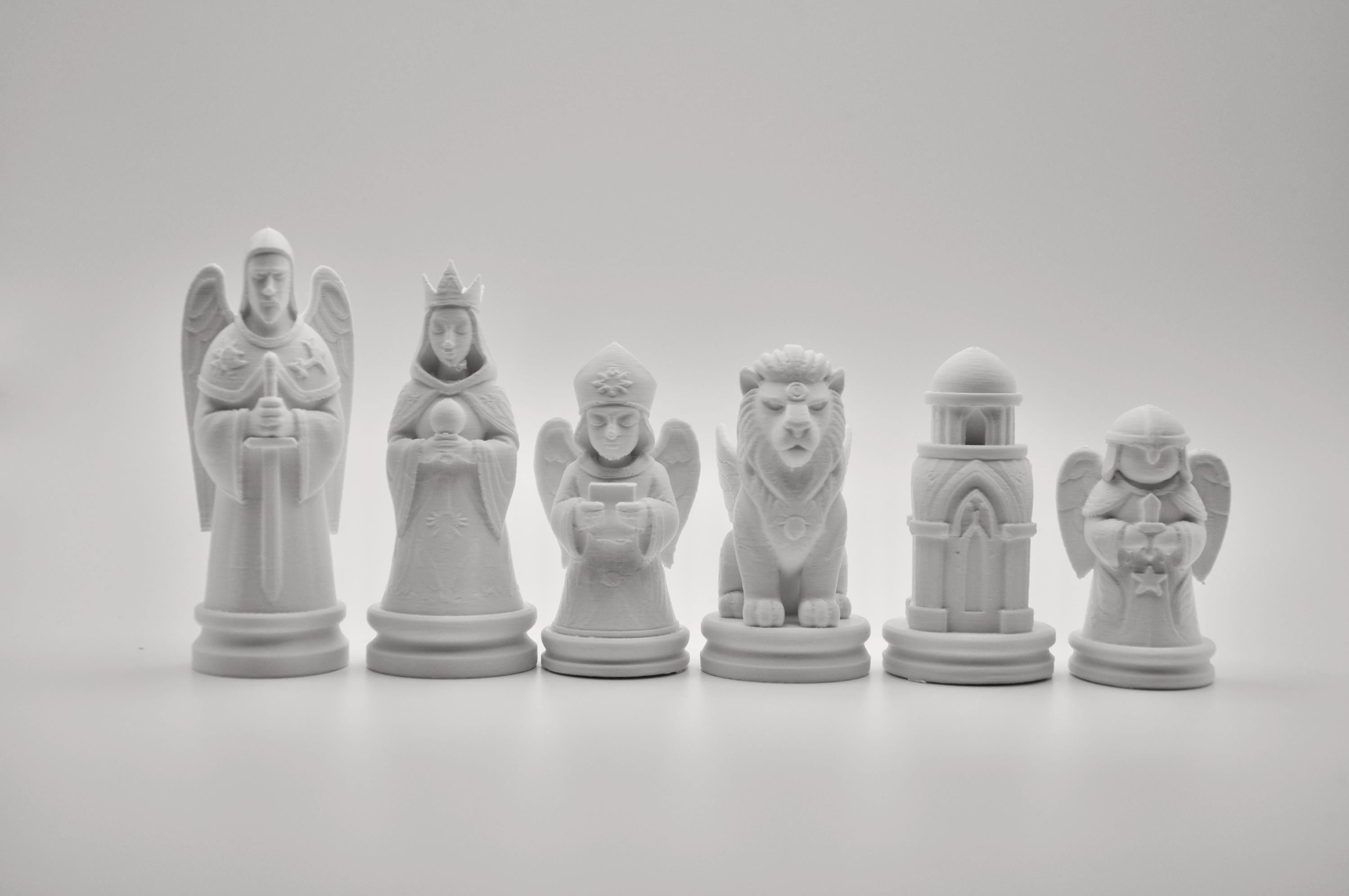 Himmelswesen-Schachfigurenset – komplettes 32-teiliges, 3D-gedrucktes PLA-Schachset | Geschenk für Schachfans | Made in Germany