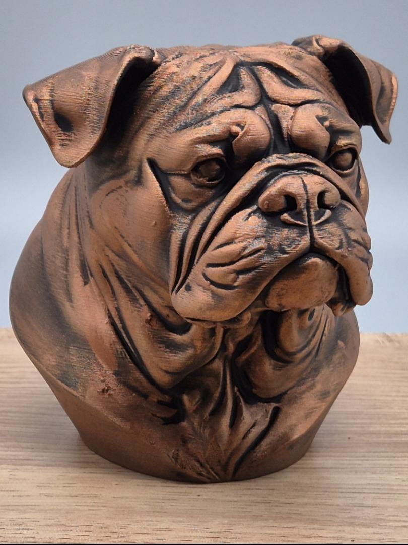 Australische Bulldogge – detailreiche Hundebüste mit markanter Faltenstruktur | 19 Farben & 3 Größen | Made in Germany