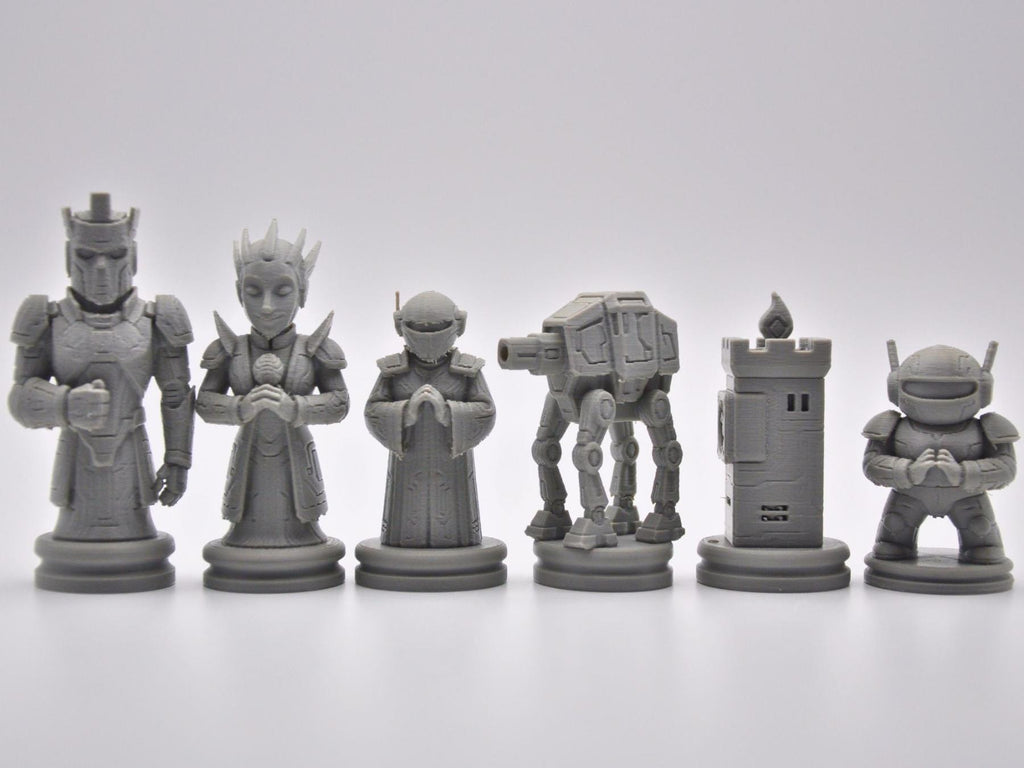 Technologie-Schachfigurenset – komplettes 32-teiliges, 3D-gedrucktes PLA-Schachset | Geschenk für Schachfans | Made in Germany