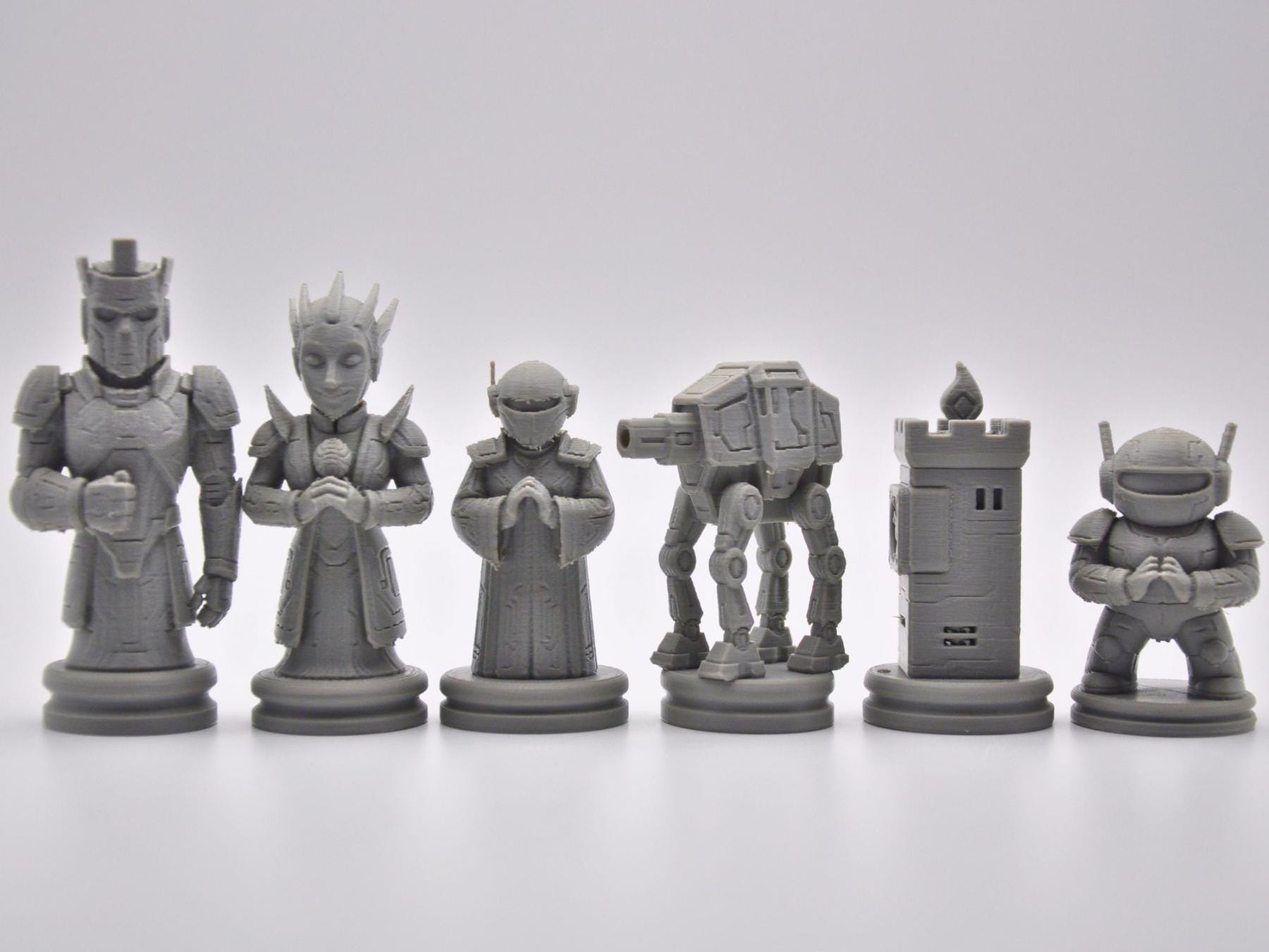 Technologie-Schachfigurenset – komplettes 32-teiliges, 3D-gedrucktes PLA-Schachset | Geschenk für Schachfans | Made in Germany