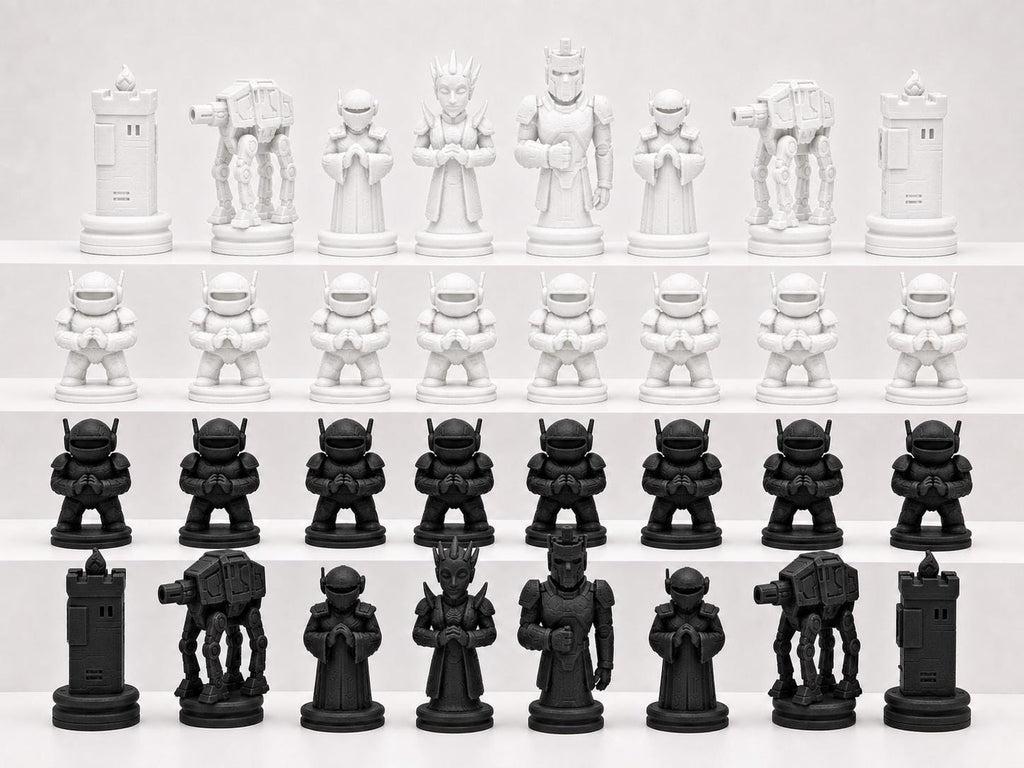 Technologie-Schachfigurenset – komplettes 32-teiliges, 3D-gedrucktes PLA-Schachset | Geschenk für Schachfans | Made in Germany