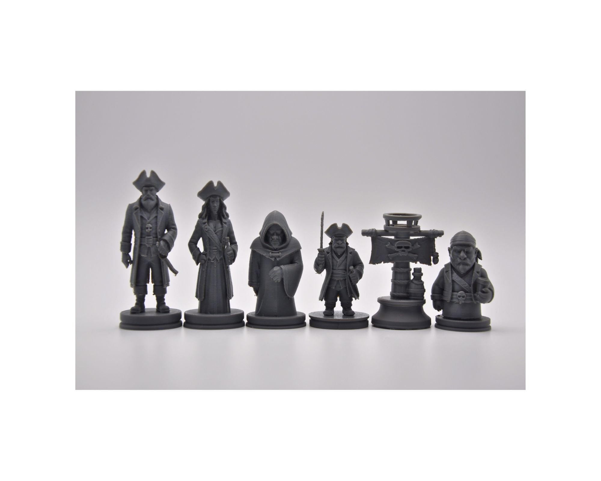Piraten-Schachfigurenset – komplettes 32-teiliges, 3D-gedrucktes PLA-Schachset | Geschenk für Schachfans | Sammlerstück | Made in Germany