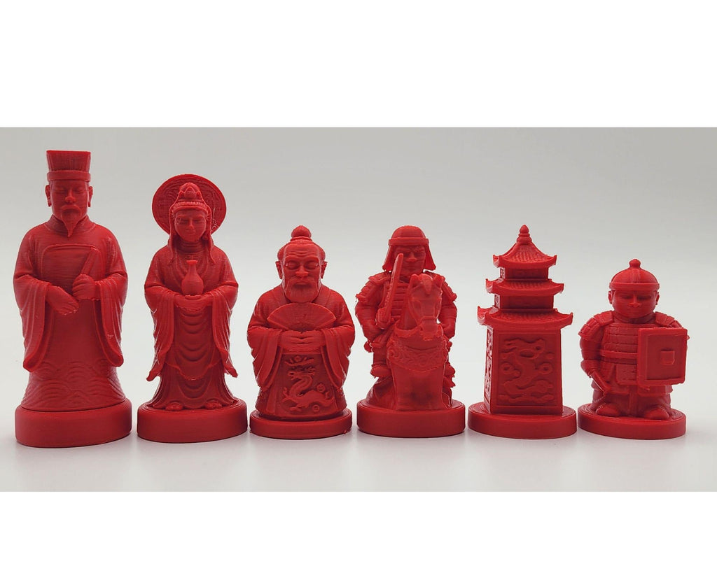 Historisches-China-gegen-historisches-Japan-Schachfigurenset – komplettes 32-teiliges, 3D-gedrucktes PLA-Schachset | Made in Germany