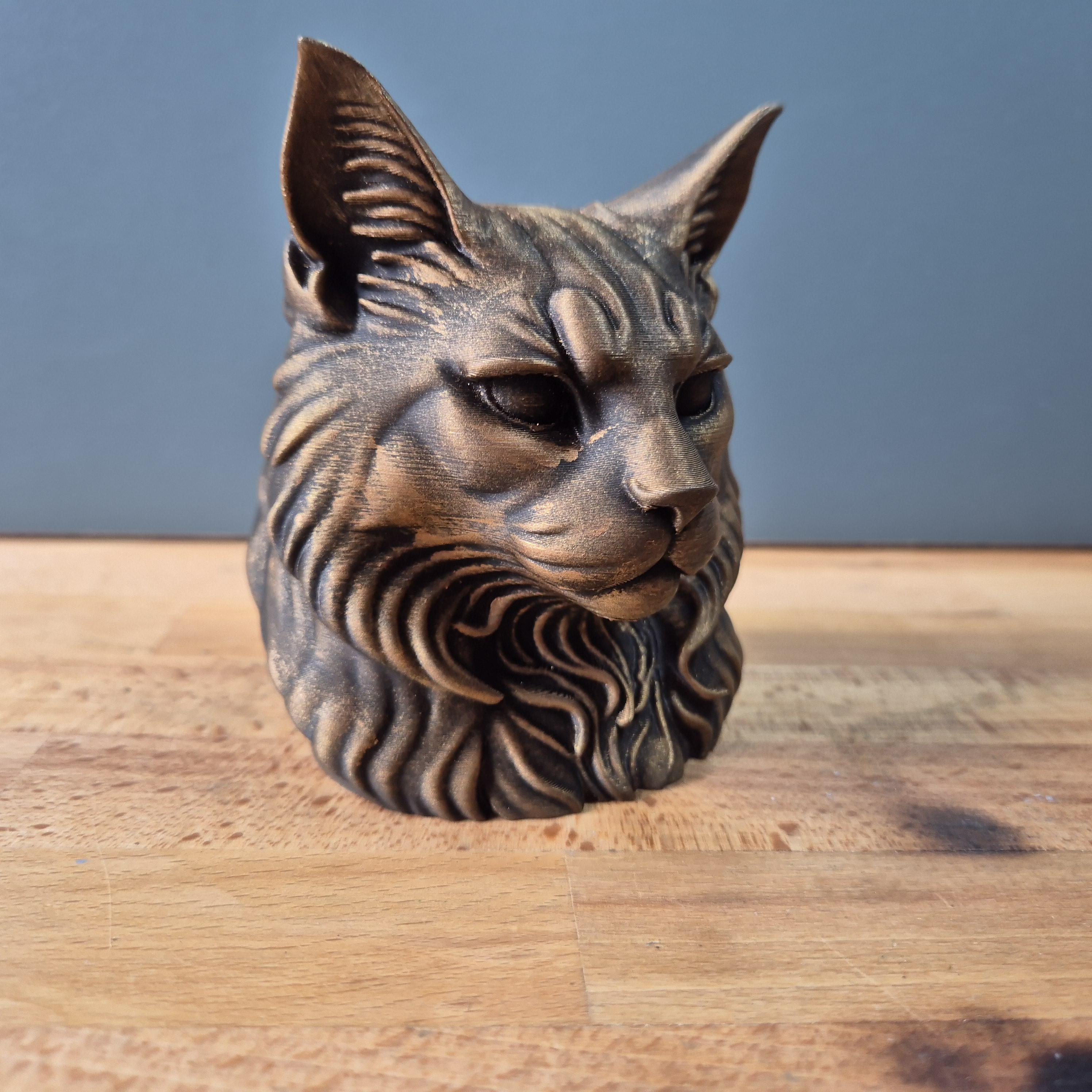 Maine Coon – kompakte Katzenbüste mit hohen Ohren und Halskrause | 19 Farben & 3 Größen | Made in Germany