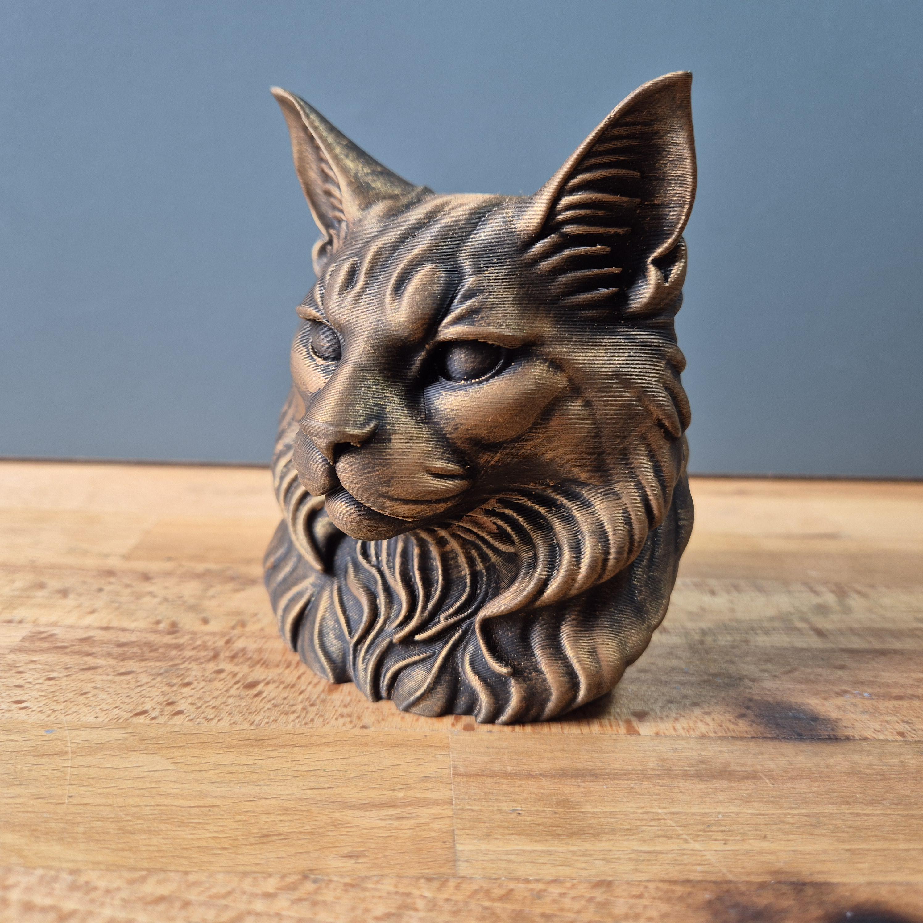 Maine Coon – kompakte Katzenbüste mit hohen Ohren und Halskrause | 19 Farben & 3 Größen | Made in Germany