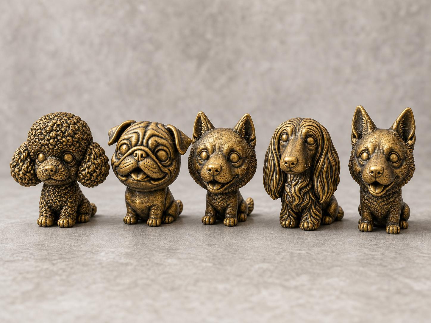 Wackelkopf-Hunde-Set – alle 5 Hundefiguren | 5 Größen & 7 Farben | 3D-Druck Made in Germany FehnFactory