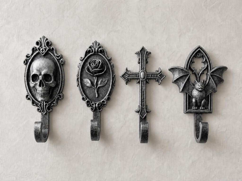 Gothic-Wandhaken-Set – 4 Haken für Schlüssel & Schmuck | 5 Größen, 7 Farben | 3D-Druck Made in Germany FehnFactory