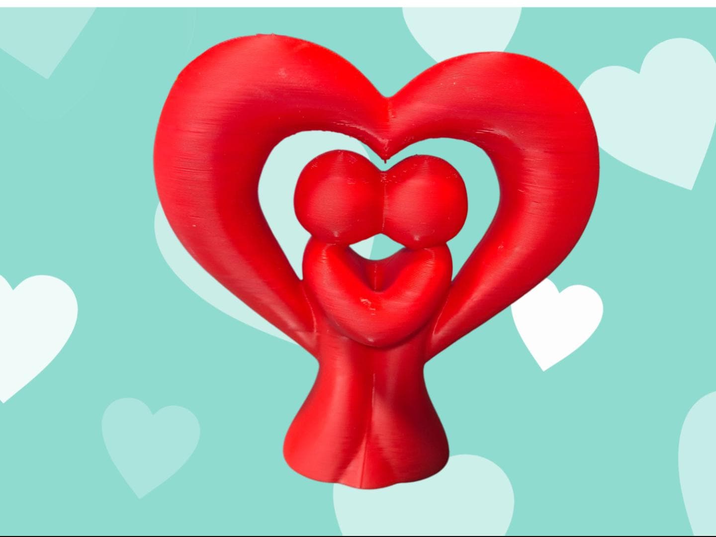 Valentins-Paarfigur im großen Herzrahmen | Romantische Liebesskulptur | 19 Farben & 3 Größen