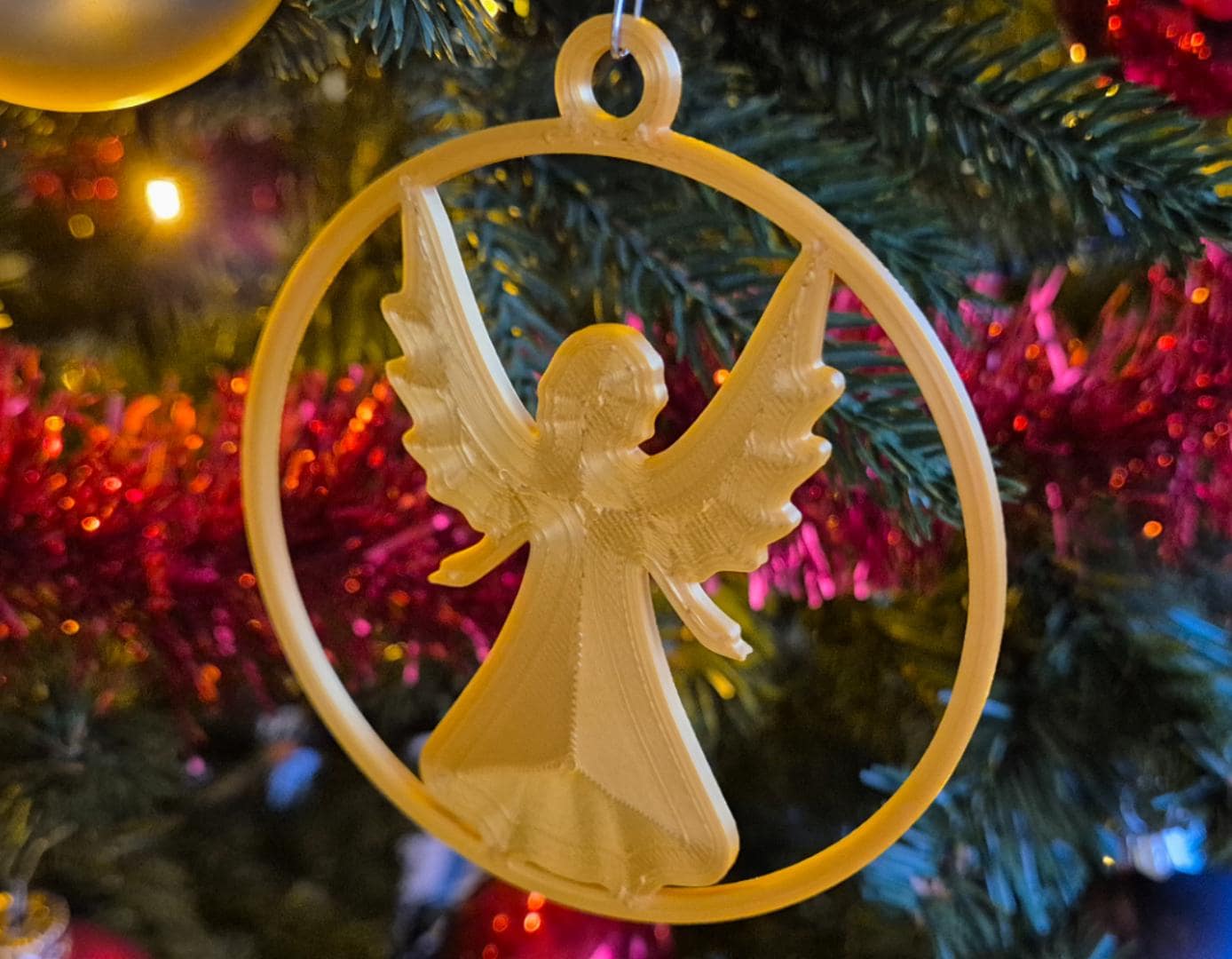 Engel-Weihnachtsanhänger im Rundrahmen | Christbaumschmuck | 19 Farben & 3 Größen | Made in Germany