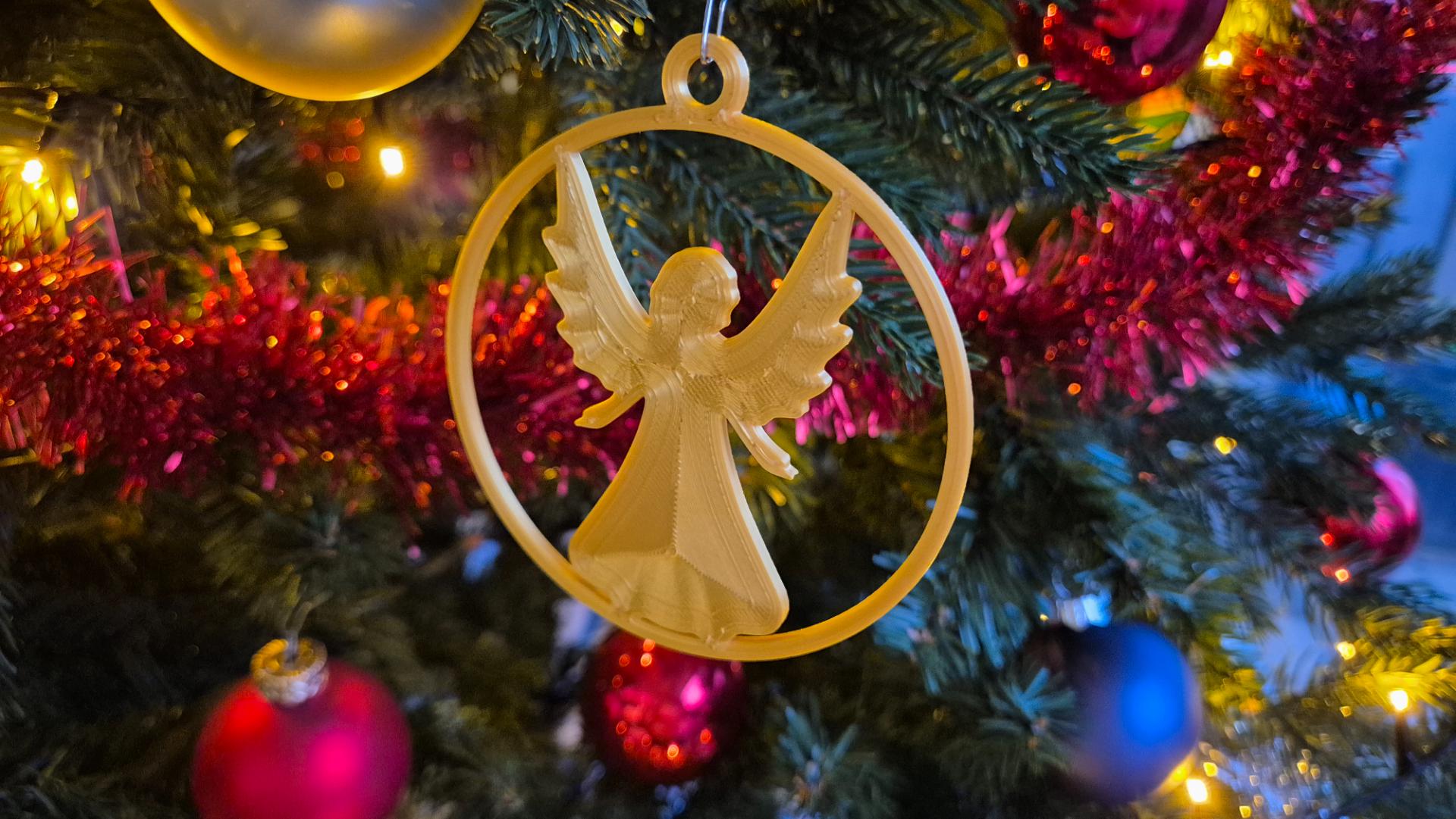 Engel-Weihnachtsanhänger im Rundrahmen | Christbaumschmuck | 19 Farben & 3 Größen | Made in Germany