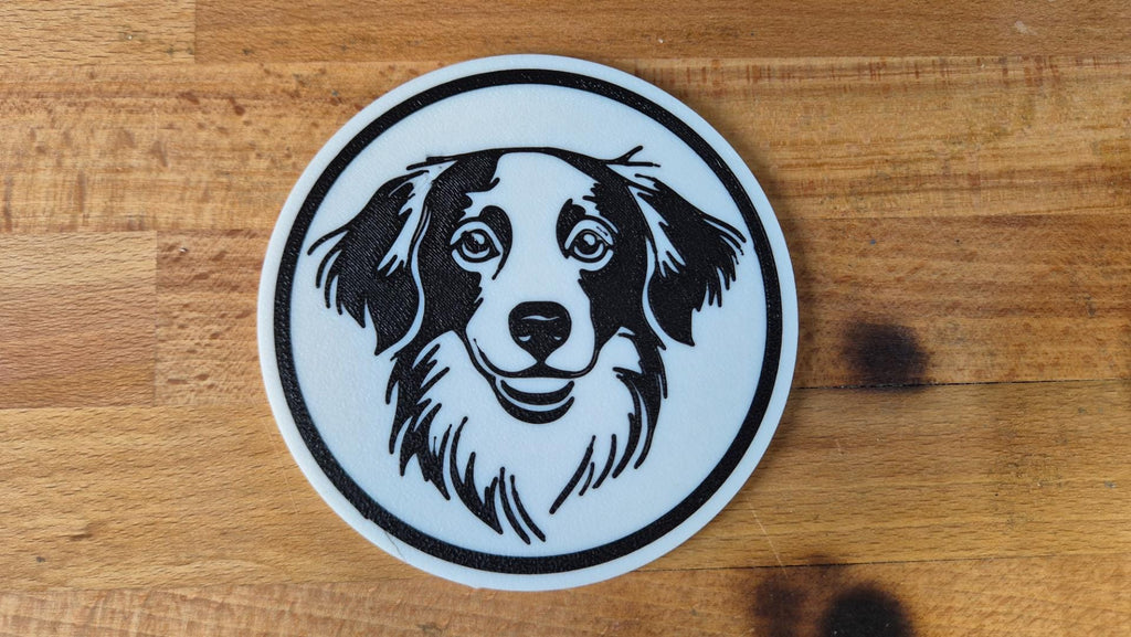 Kooikerhondje Untersetzer 4er Set schwarz weiß 10 cm Made in Germany