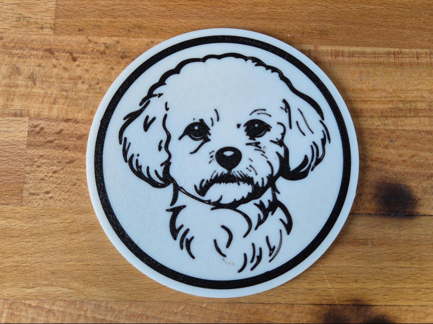 Bichon Frisé Untersetzer 4er Set schwarz weiß 10 cm Made in Germany