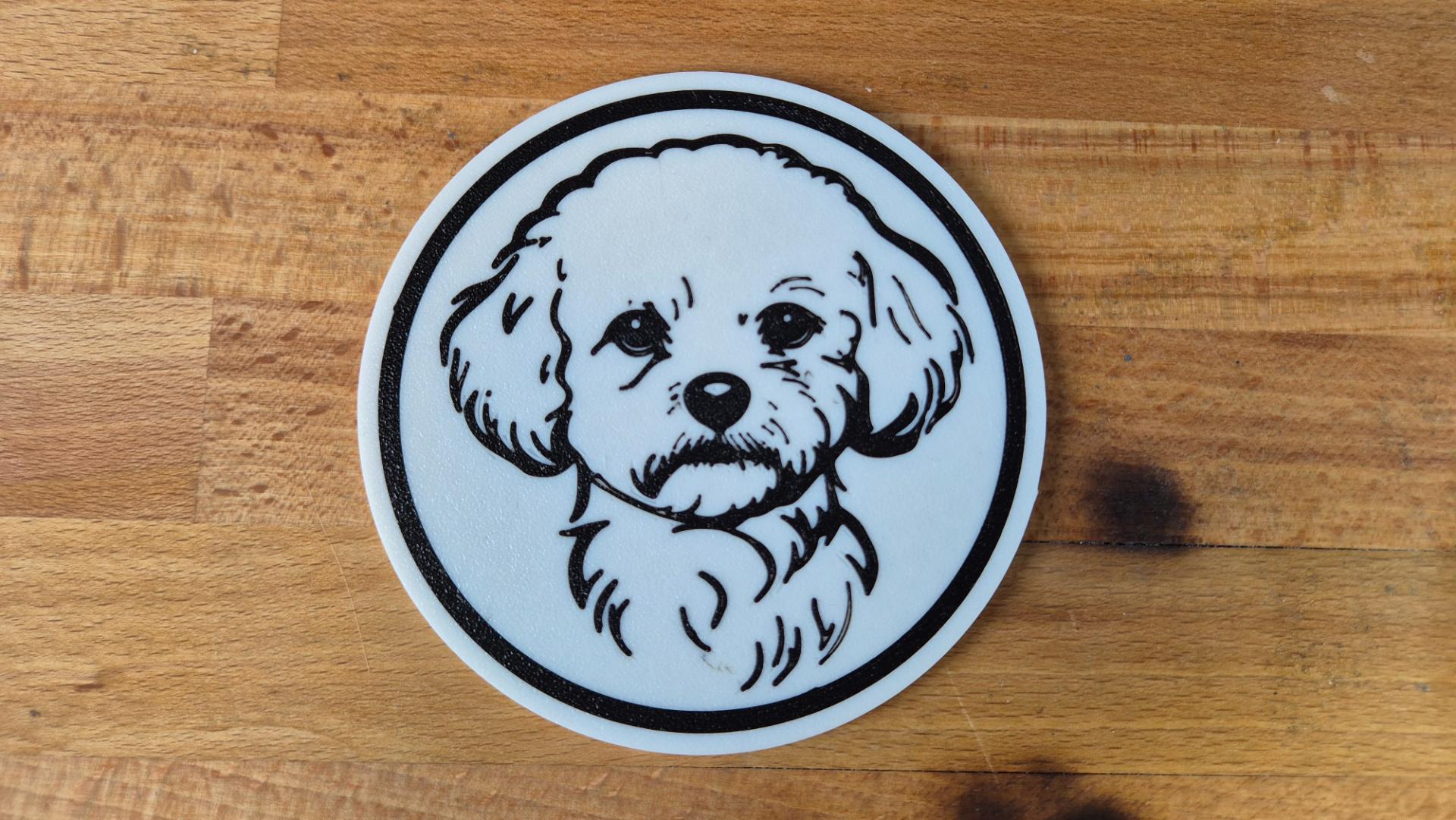 Bichon Frisé Untersetzer 4er Set schwarz weiß 10 cm Made in Germany