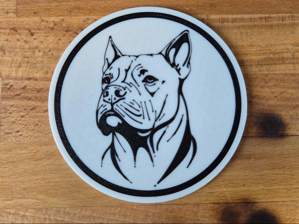 Dogo Argentino Untersetzer 4er Set schwarz weiß 10 cm Made in Germany