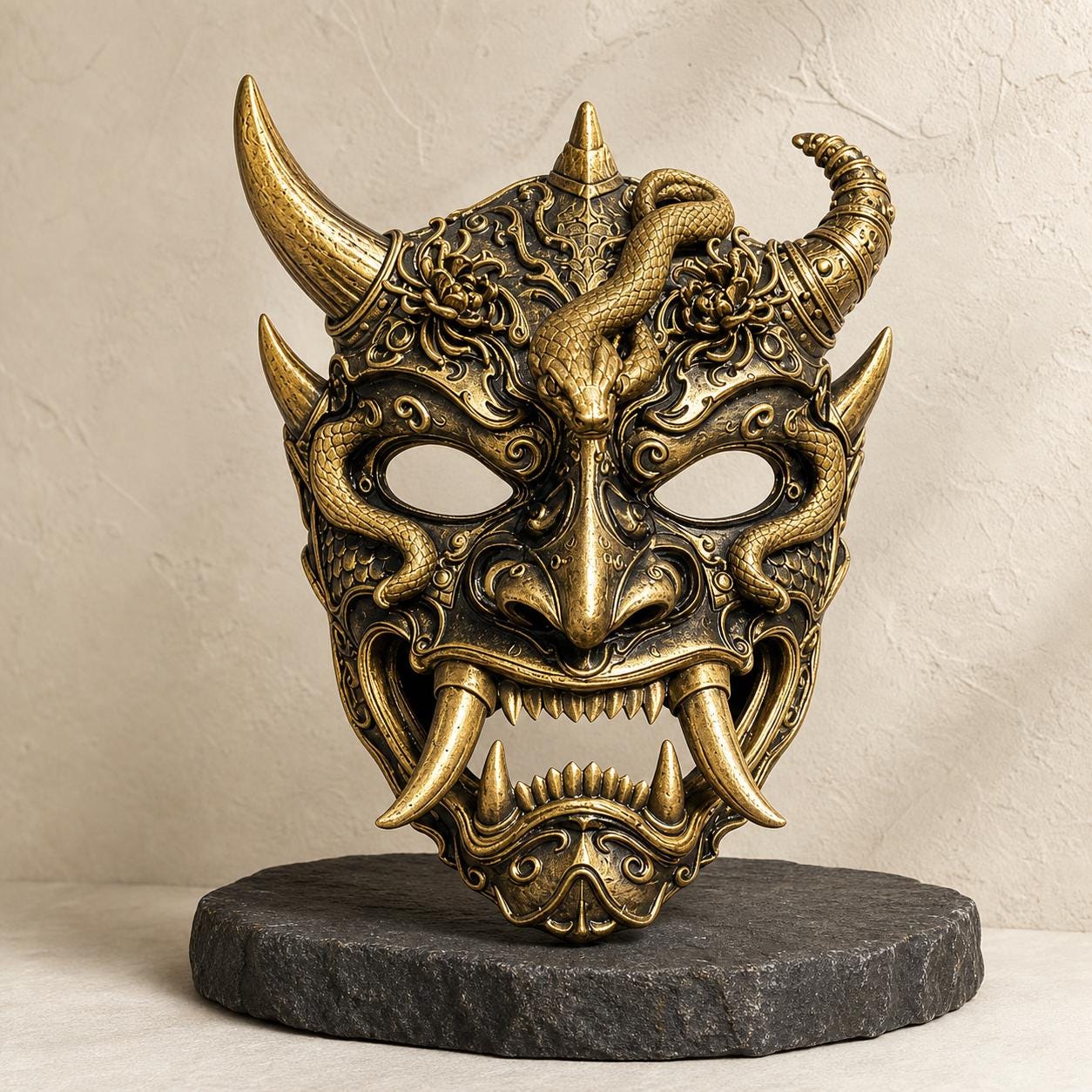Samurai-Oni-Maske – tragbare Dämonenmaske | 3D-gedruckte Cosplay- & Wanddeko | 5 Größen und 7 Farben | Made in Germany FehnFactory