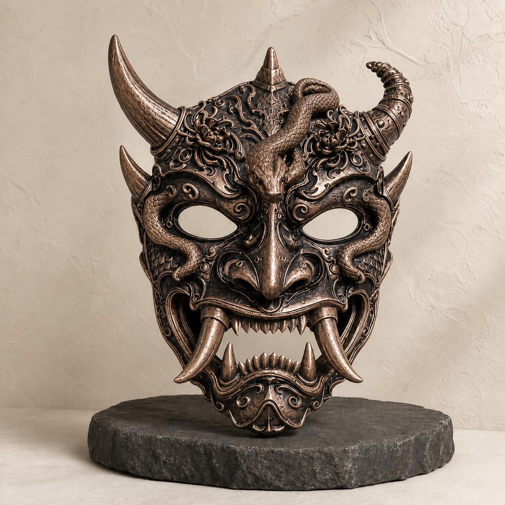 Samurai-Oni-Maske – tragbare Dämonenmaske | 3D-gedruckte Cosplay- & Wanddeko | 5 Größen und 7 Farben | Made in Germany FehnFactory