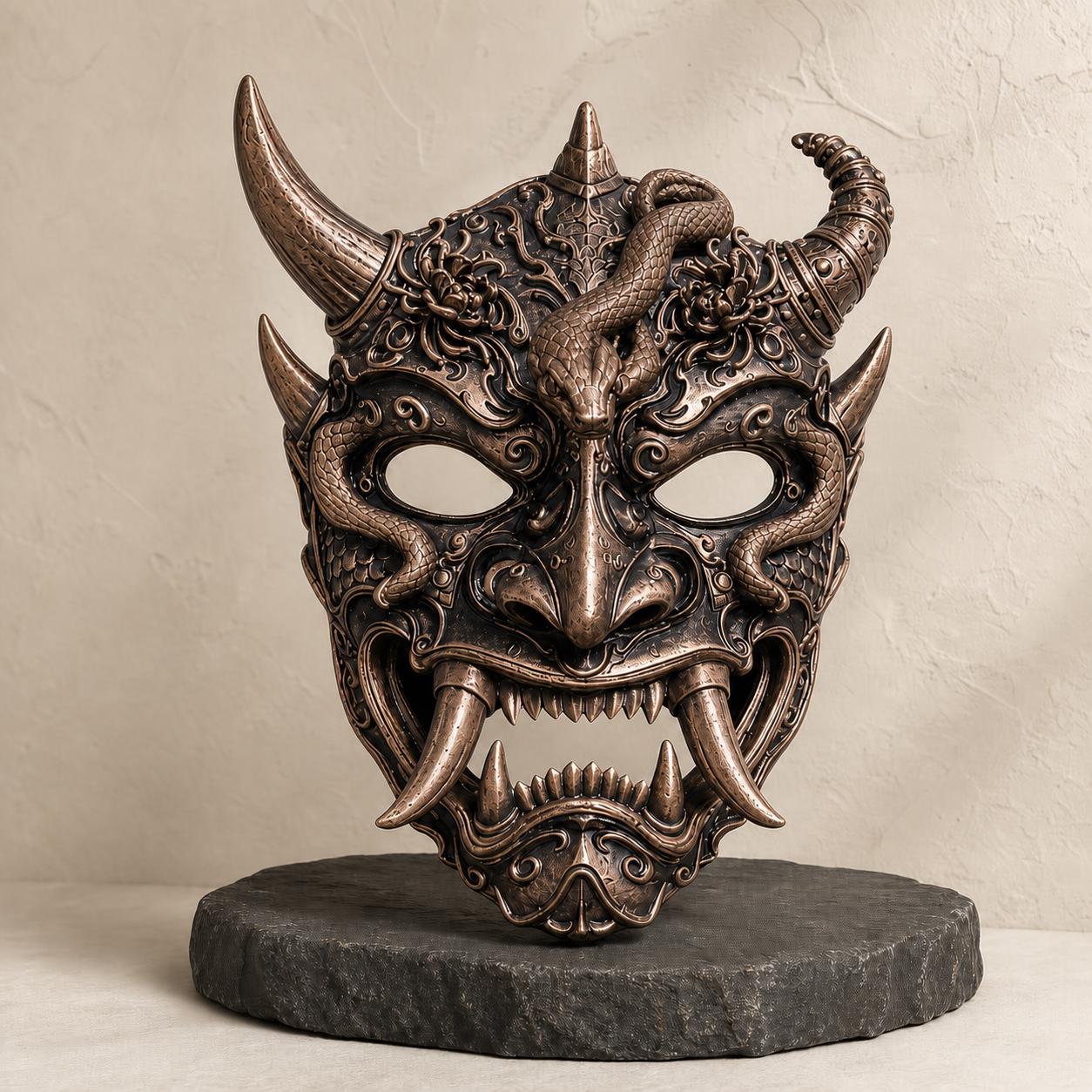 Samurai-Oni-Maske – tragbare Dämonenmaske | 3D-gedruckte Cosplay- & Wanddeko | 5 Größen und 7 Farben | Made in Germany FehnFactory