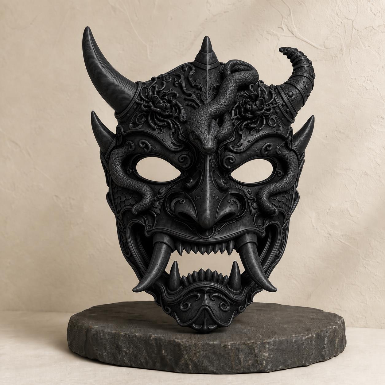 Samurai-Oni-Maske – tragbare Dämonenmaske | 3D-gedruckte Cosplay- & Wanddeko | 5 Größen und 7 Farben | Made in Germany FehnFactory