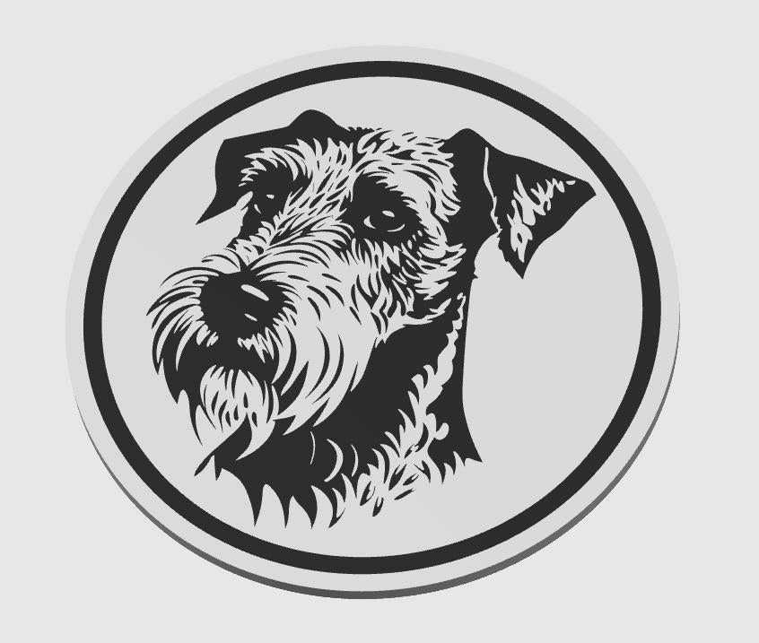 Welsh Terrier Untersetzer 4er Set schwarz weiß 10 cm Made in Germany