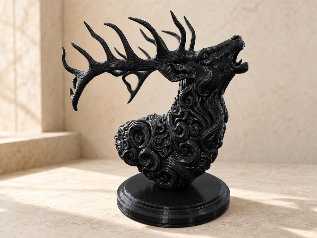 Antiker Hirschgeist – ornamentale Hirschbüste mit Geweih | Fantasy-Waldskulptur | 5 Größen, 7 Farben | 3D-Druck Made in Germany FehnFactory