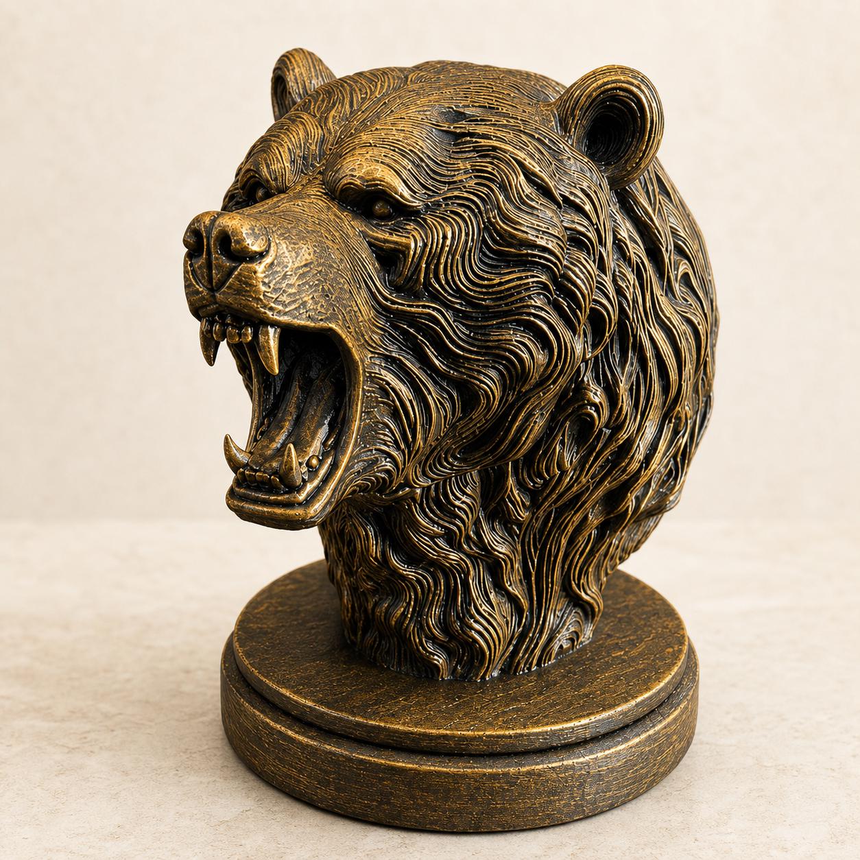 Bärengeist – brüllende ornamentale Bärenbüste | Wildtier- & Wald-Deko | 5 Größen, 7 Farben | 3D-Druck Made in Germany FehnFactory