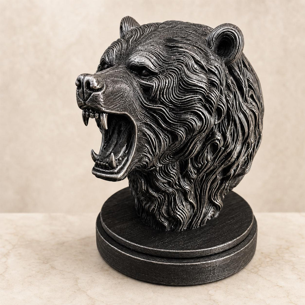 Bärengeist – brüllende ornamentale Bärenbüste | Wildtier- & Wald-Deko | 5 Größen, 7 Farben | 3D-Druck Made in Germany FehnFactory