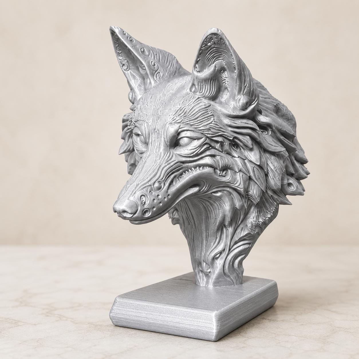 Wolfsgeist – ornamentale Wolfsbüste | Fantasy-, Mythologie- & Wald-Deko | 5 Größen, 7 Farben | 3D-Druck Made in Germany FehnFactory