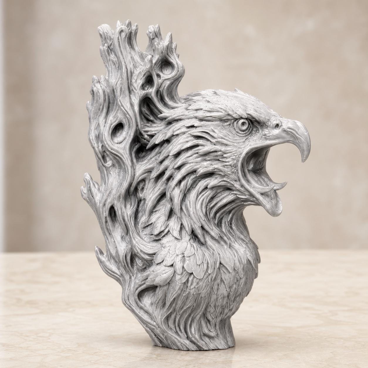 Adlergeist – Adlerskulptur im Holzschnitzstil | Adler-Deko | 5 Größen, 7 Farben | 3D-Druck Made in Germany FehnFactory