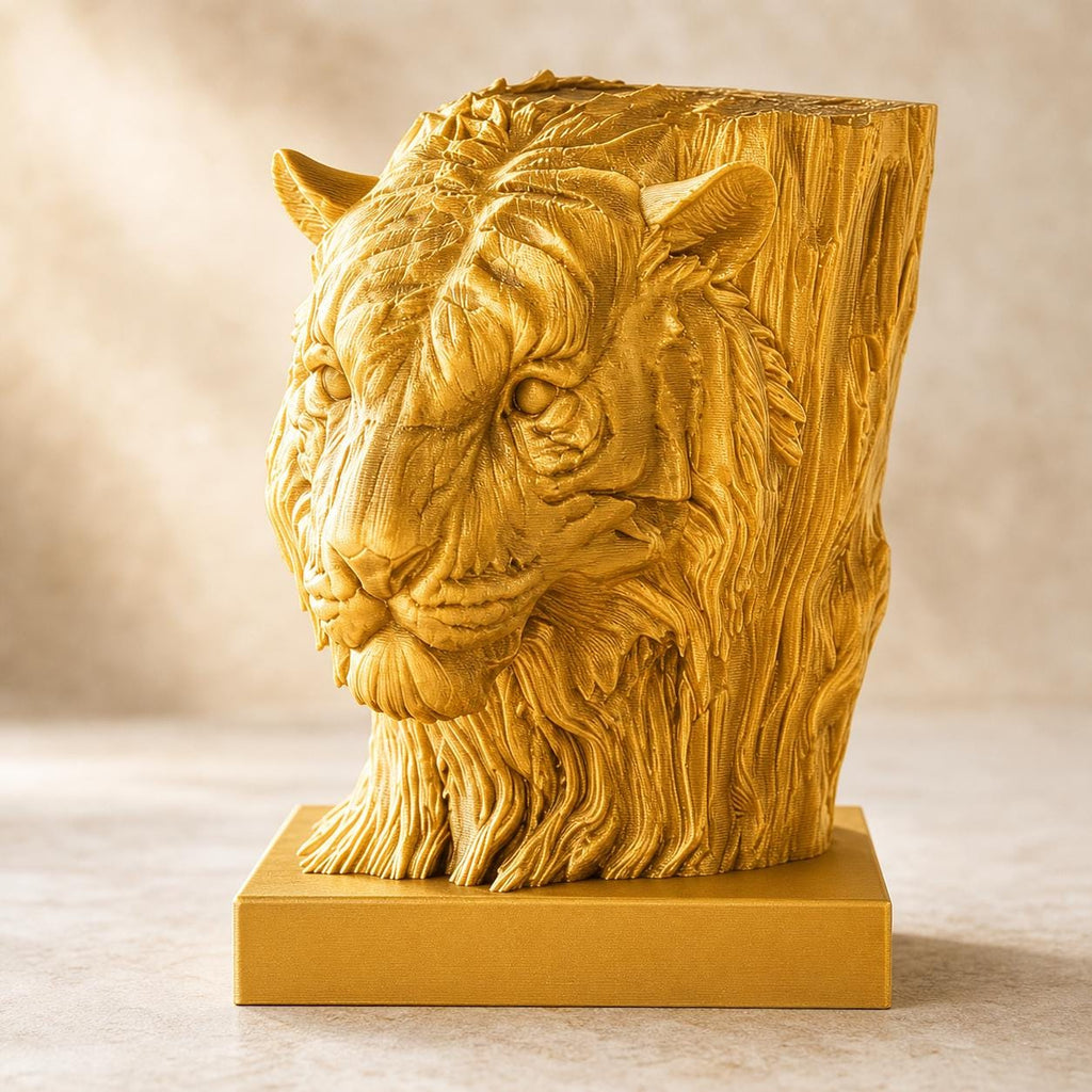Waldhüter-Tiger – Tigerskulptur im Holzschnitzstil | Tiger-Deko | 5 Größen, 7 Farben | 3D-Druck Made in Germany FehnFactory