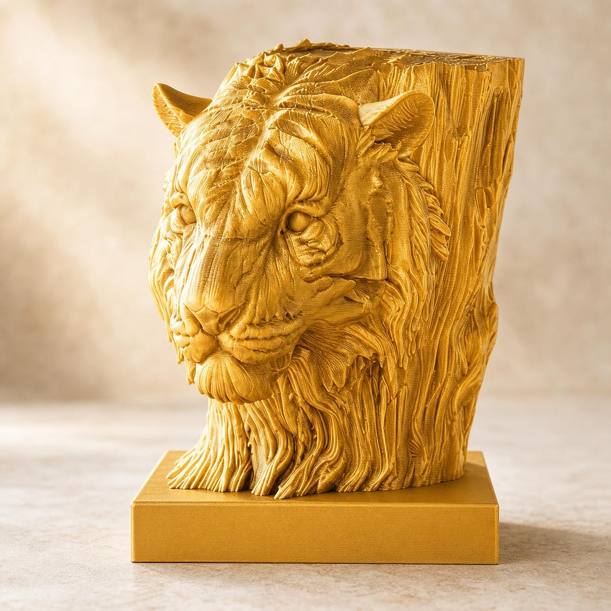 Waldhüter-Tiger – Tigerskulptur im Holzschnitzstil | Tiger-Deko | 5 Größen, 7 Farben | 3D-Druck Made in Germany FehnFactory