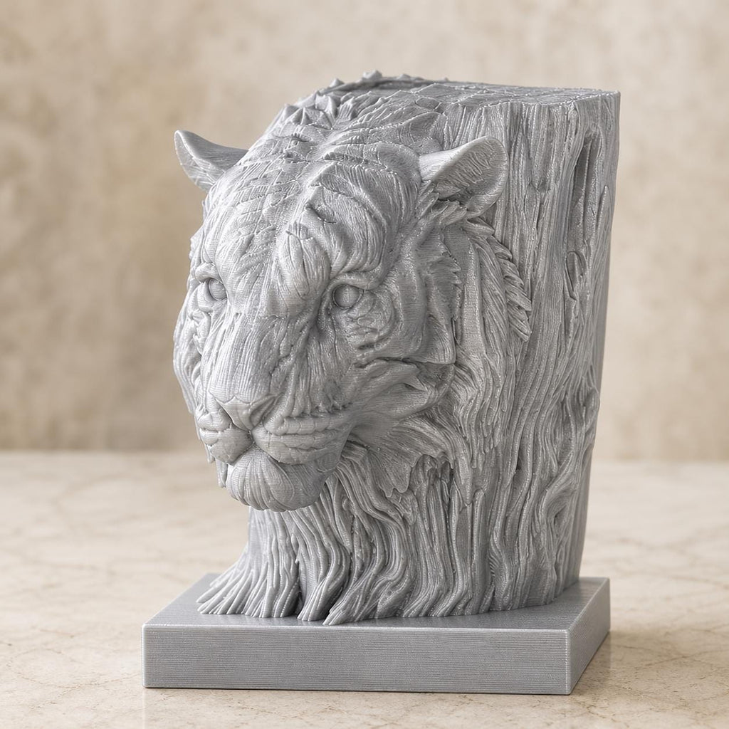 Waldhüter-Tiger – Tigerskulptur im Holzschnitzstil | Tiger-Deko | 5 Größen, 7 Farben | 3D-Druck Made in Germany FehnFactory