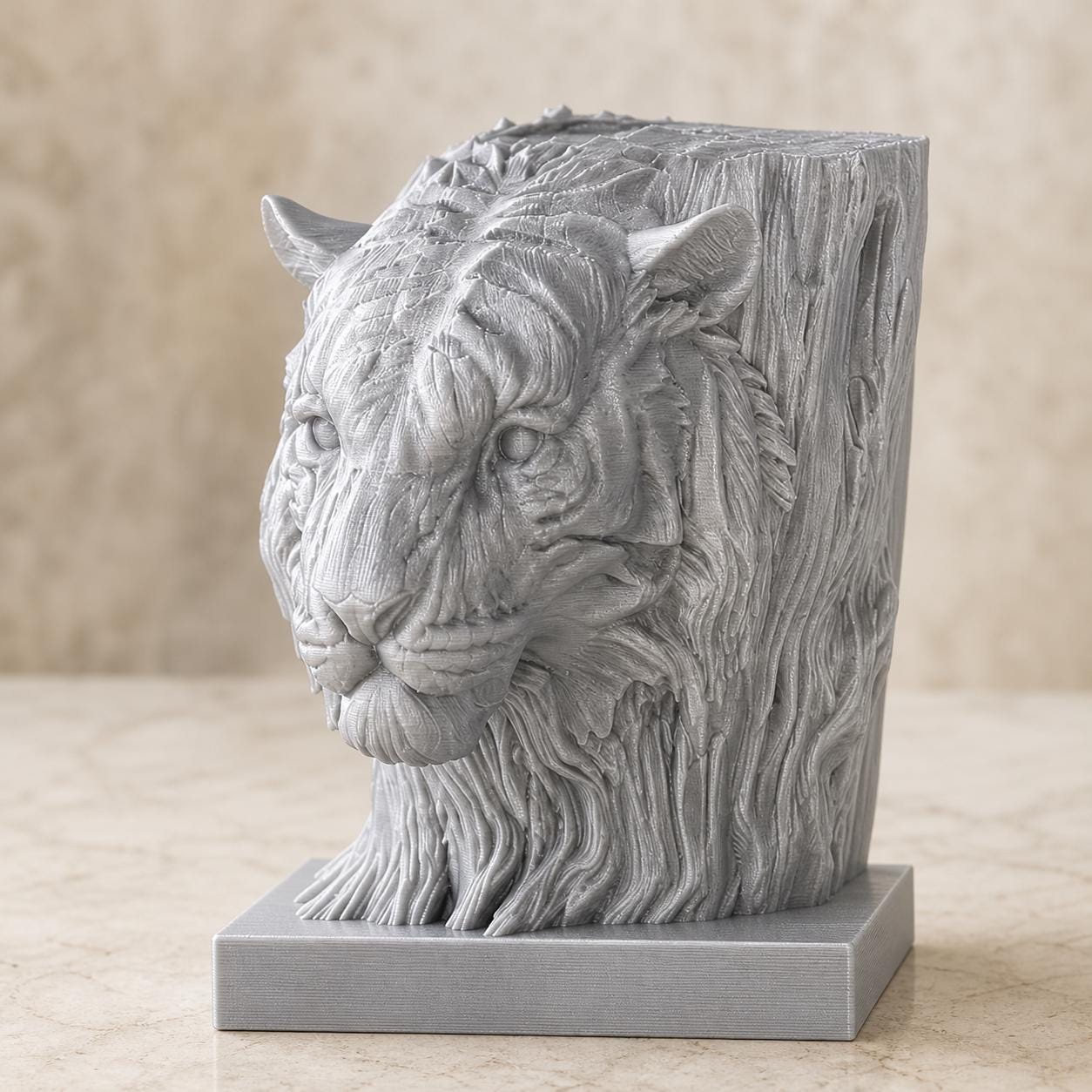 Waldhüter-Tiger – Tigerskulptur im Holzschnitzstil | Tiger-Deko | 5 Größen, 7 Farben | 3D-Druck Made in Germany FehnFactory