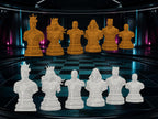 Superhelden-Büsten-Schachfigurenset – komplett 32-teilig | Fantasy-Helden | 3 Größen & 12 Farbpaare