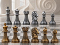 Spiral-Gitter-Schachfigurenset – komplett 32-teilig | Modernes Design | 3 Größen & 12 Farbpaare | Made in Germany
