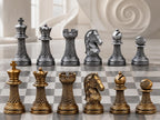 Spiral-Gitter-Schachfigurenset – komplett 32-teilig | Modernes Design | 3 Größen & 12 Farbpaare | Made in Germany